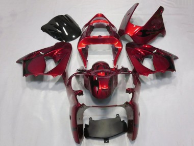 Carena Moto Kawasaki ZX6R 2000-2002 - Caramella Rosso Nero Tribal
