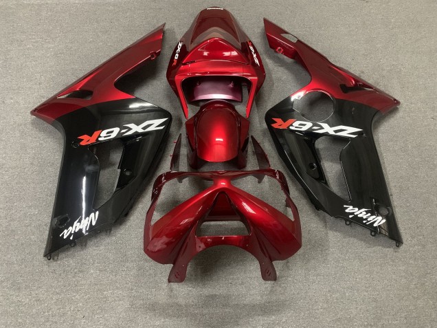 Carena Moto Kawasaki ZX6R 2003-2004 - Rosso Nero Lucido Bianco Ninja