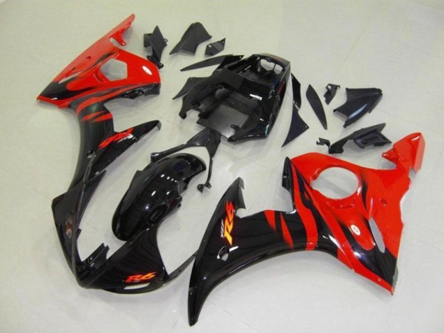 Carena Moto Yamaha YZF R6 2003-2004 - Nero Lucido Rosso Fiamma