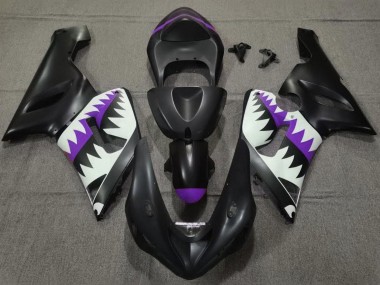 Carena Moto Kawasaki ZX6R 2005-2006 - Nero Opaco Bianco Viola Squalo