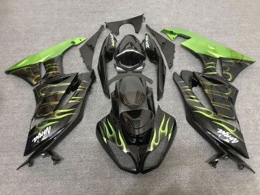 Carena Moto Kawasaki ZX6R 2007-2008 - Nero Verde Chiaro Fiamma