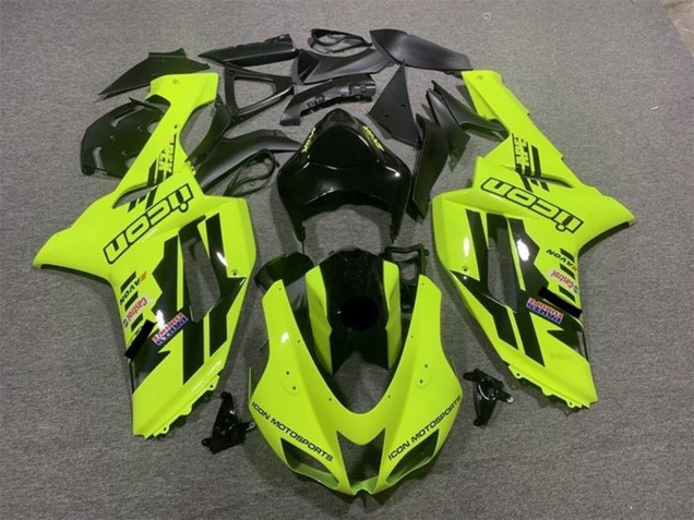 Carena Moto Kawasaki ZX6R 2007-2008 - Neon Giallo Nero Icon