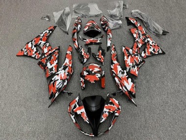 Carena Moto Kawasaki ZX6R 2009-2012 - Rosso Bianco Nero Camouflage