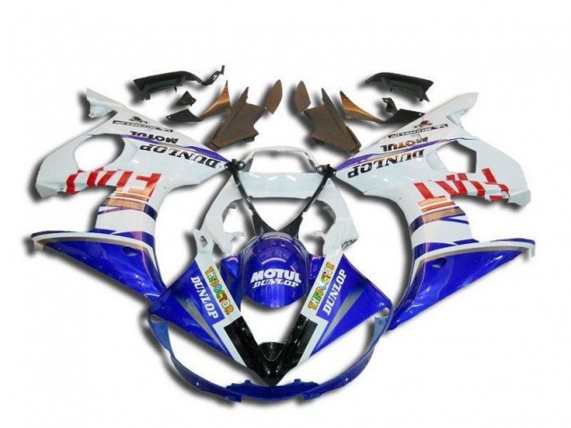 Carena Moto Yamaha YZF R6 2003-2004 - Bianco Blu Rosso Fiat Motul Dunlop Michelin