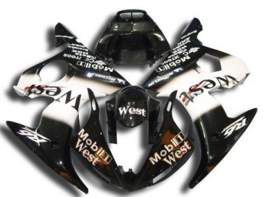 Carena Moto Yamaha YZF R6 2003-2004 - Nero Lucido Bianco Mobil West Michelin