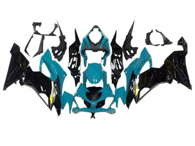 Carena Moto Kawasaki ZX6R 2019-2022 - Blu Verde Acqua Nero Lucido Giallo