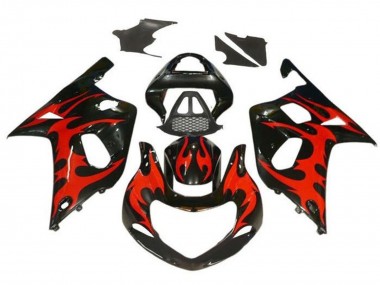 Carena Moto Suzuki GSXR1000 2000-2002 - Nero Lucido Rosso Tribal