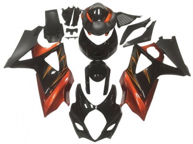 Carena Moto Suzuki GSXR 1000 2005-2006 - Nero Lucido Nero Opaco Arancia