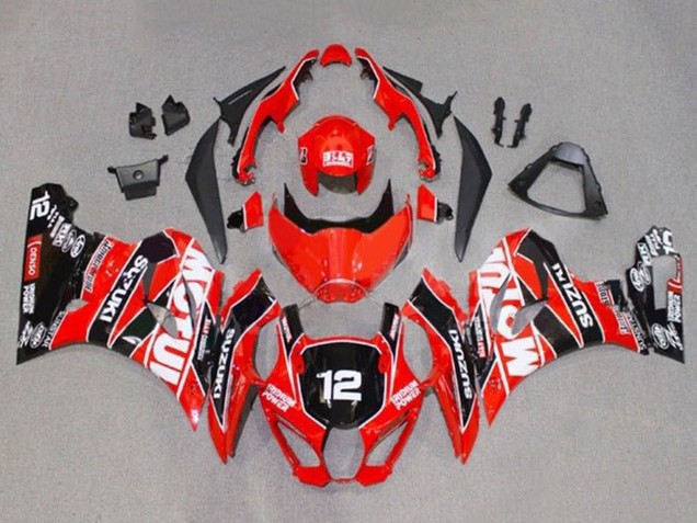 Carena Moto Suzuki GSXR1000 2017-2024 - Rosso Bianco Nero Motul 12