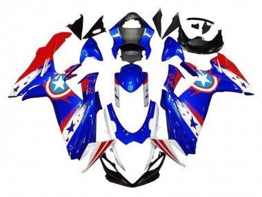 Carena Moto Suzuki GSXR 600 / GSXR 750 2011-2024 - Blu Bianco Rosso Captain America