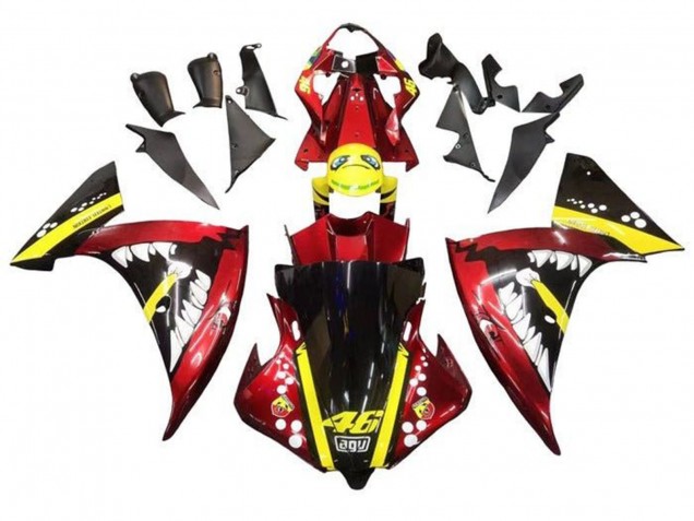 Carena Moto Yamaha YZF 1000 R1 2009-2011 - Rosso Giallo Nero Squalo