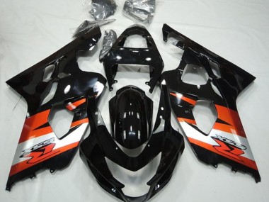 Carena Moto Suzuki GSXR 600 / GSXR 750 2004-2005 - Nero Lucido Arancia Bianco Decal