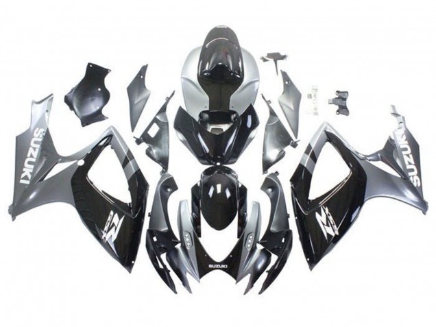 Carena Moto Suzuki GSXR 600 / GSXR 750 2006-2007 - Argento Nero Lucido Bianco