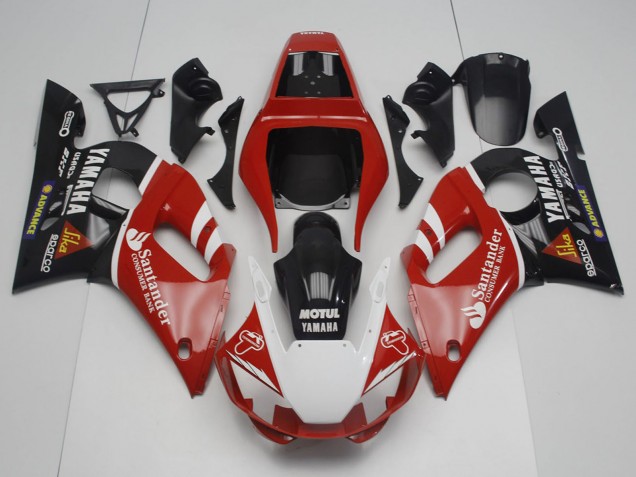 Carena Moto Yamaha YZF R6 1998-2002 - Rosso Bianco Nero Motul Santander