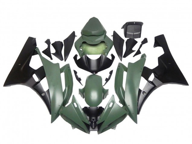 Carena Moto Yamaha YZF R6 2006-2007 - Verde Militare Nero Opaco
