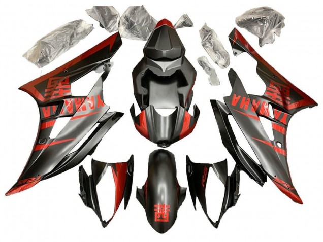Carena Moto Yamaha YZF R6 2006-2007 - Rosso Nero Opaco
