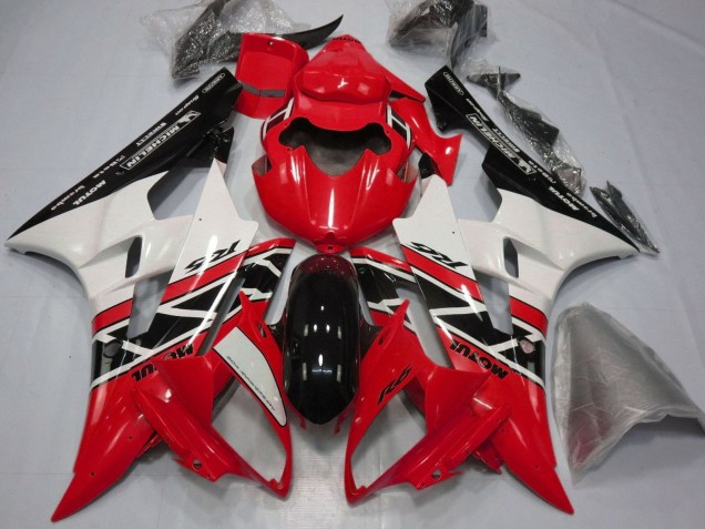Carena Moto Yamaha YZF R6 2006-2007 - Rosso Bianco Nero Lucido Michelin Motul