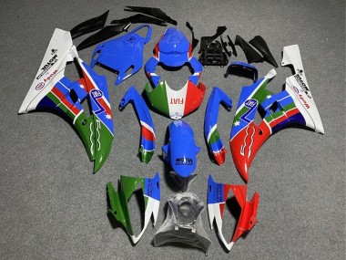Carena Moto Yamaha YZF R6 2008-2016 - Bianco Blu Verde Rosso Fiat Dunlop Motul Michelin