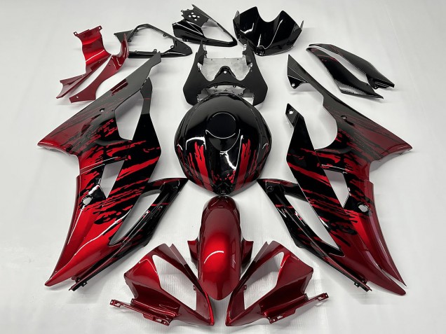 Carena Moto Yamaha YZF R6 2008-2016 - Rosso Nero Lucido Fade