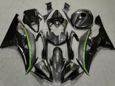 Carena Moto Yamaha YZF R6 2008-2016 - Nero Fibra di Carbonio Stile Verde