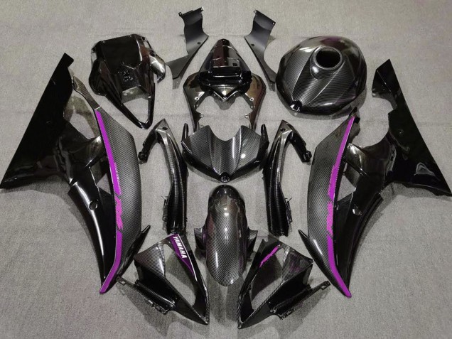 Carena Moto Yamaha YZF R6 2008-2016 - Nero Fibra di Carbonio Stile Viola