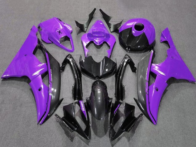Carena Moto Yamaha YZF R6 2008-2016 - Viola Nero Fibra di Carbonio Stile