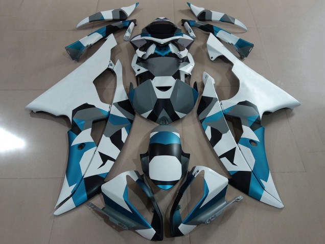 Carena Moto Yamaha YZF R6 2008-2016 - Bianco Blu Grigio Nero Camouflage