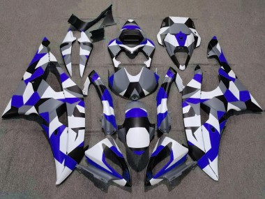 Carena Moto Yamaha YZF R6 2008-2016 - Bianco Blu Grigio Nero Camouflage