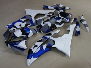Carena Moto Yamaha YZF R6 2008-2016 - Bianco Blu Grigio Camouflage