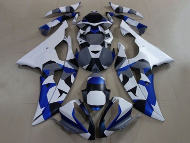 Carena Moto Yamaha YZF R6 2008-2016 - Bianco Blu Grigio Camouflage