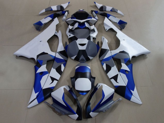 Carena Moto Yamaha YZF R6 2008-2016 - Bianco Blu Grigio Camouflage