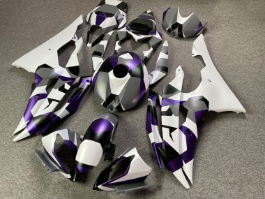 Carena Moto Yamaha YZF R6 2008-2016 - Bianco Viola Grigio Nero Camouflage