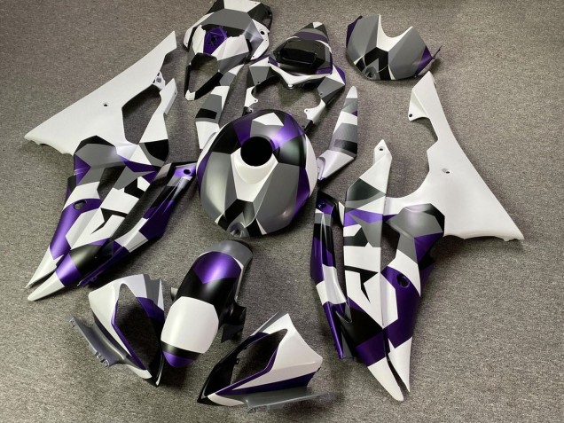 Carena Moto Yamaha YZF R6 2008-2016 - Bianco Viola Grigio Nero Camouflage