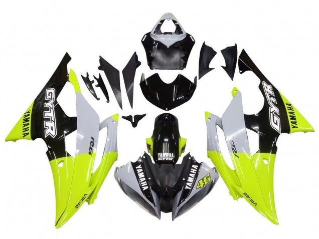 Carena Moto Yamaha YZF R6 2008-2016 - Bianco Verde Nero Lucido GYTR
