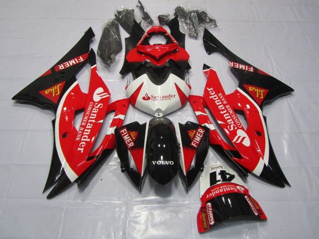 Carena Moto Yamaha YZF R6 2008-2016 - Bianco Rosso Nero Santander