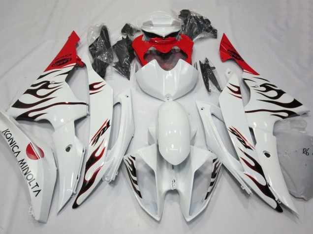 Carena Moto Yamaha YZF R6 2008-2016 - Bianco Rosso Nero Fiamma