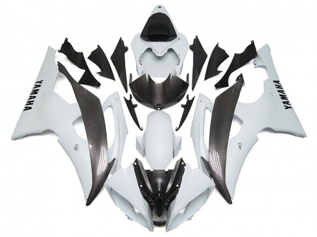 Carena Moto Yamaha YZF R6 2008-2016 - Bianco Falso Fibra di Carbonio Stile