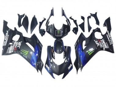 Carena Moto Yamaha YZF R6 2017-2023 - Blu Nero Falso Fibra di Carbonio Verde Mostro