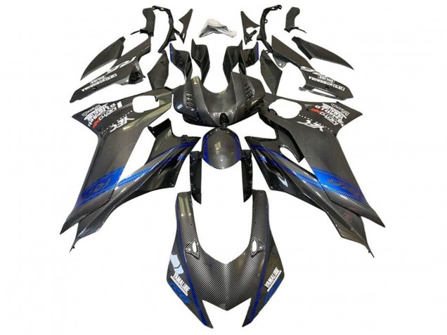 Carena Moto Yamaha YZF R6 2017-2023 - Blu Nero Falso Fibra di Carbonio