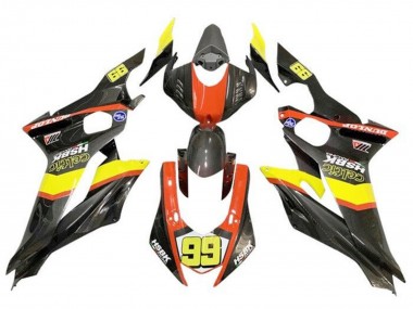 Carena Moto Yamaha YZF R6 2017-2023 - Giallo Arancia Nero Falso Fibra di Carbonio