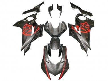 Carena Moto Yamaha YZF R6 2017-2023 - Rosso Nero Falso Fibra di Carbonio