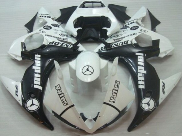 Carena Moto Yamaha YZF R6 2005 - Bianco Nero Lucido Jordan Dunlop