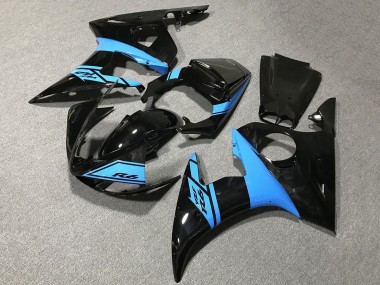 Carena Moto Yamaha YZF R6 2005 - Nero Lucido Azzurro Chiaro