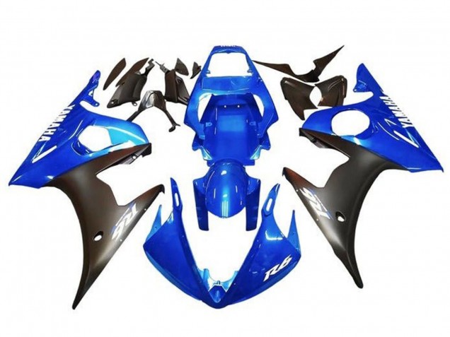 Carena Moto Yamaha YZF R6 2003-2004 - Blu Nero Opaco Bianco Decals