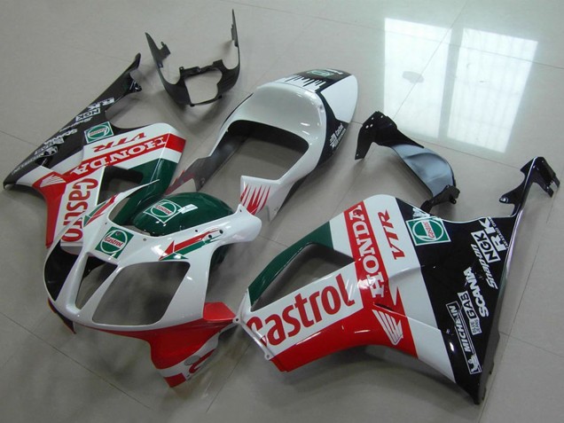 Carena Moto Honda VTR1000 2000-2006 - Bianco Rosso Verde Nero Lucido Castrol