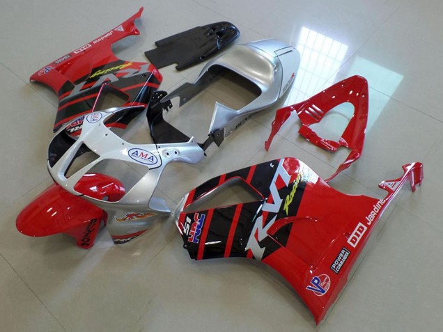 Carena Moto Honda VTR1000 2000-2006 - Argento Rosso Nero Lucido Banda