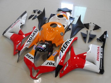 Kit Carena Moto Honda CBR600RR 2007-2008 - Arancia Bianco Rosso Nero Lucido Repsol