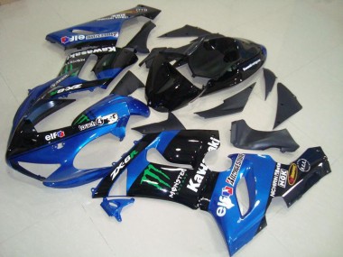 Carena Moto Kawasaki ZX6R 2005-2006 - Blu Nero Lucido Verde Mostro