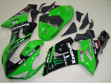Carena Moto Kawasaki ZX6R 2005-2006 - Verde Nero Lucido Elf Mostro