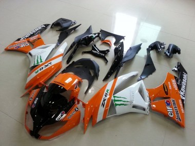 Carena Moto Kawasaki ZX6R 2009-2012 - Arancia Bianco Nero Lucido Verde Elf Bridgestone Mostro